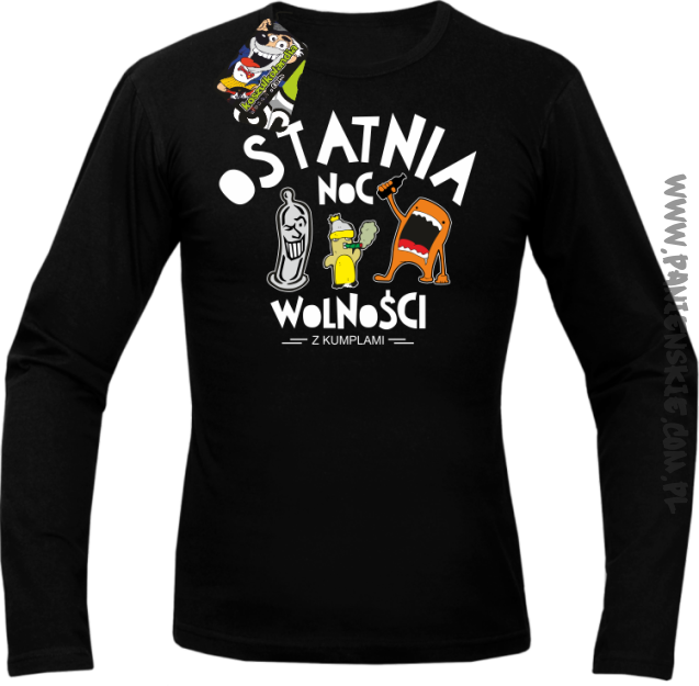 Ostatnia Noc Wolności z kumplami Funny Cartoons - Longsleeve męski czarny 